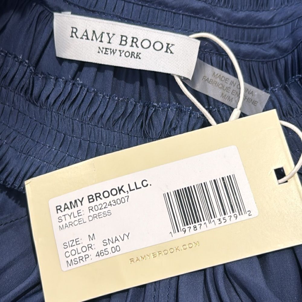 NWT RAMY BROOK Marcel Floral Mini Dress Navy Embroidered Medium - Picture 11 of 14